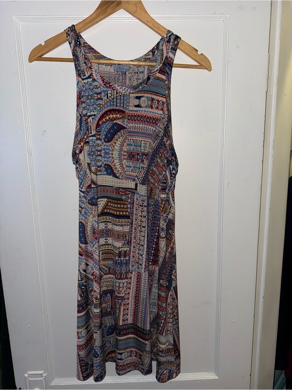 Abbeline Printed Dress - Blue & Tan
